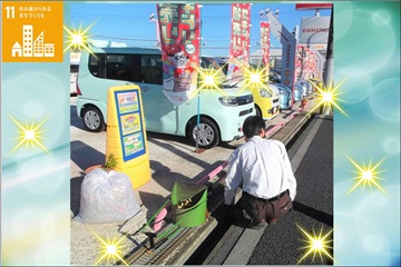 街路樹の枯葉の清掃